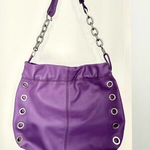 Fossil Gigi Purple Leather Drawstring Shoulder Bag Stunning Color